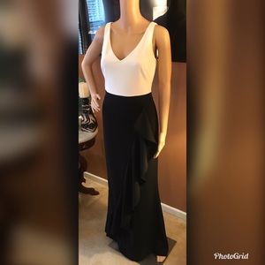 NWT Ralph Lauren Colorblock V-Neck Gown Dress RL71